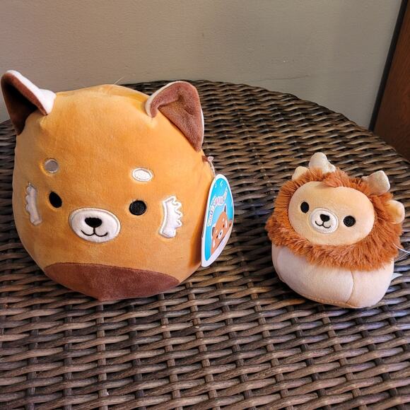 NWT Squishmallow Lot: of 2: Francis the Lion 4.5" & Seth the Red Panda 8" Plush - Picture 1 of 14